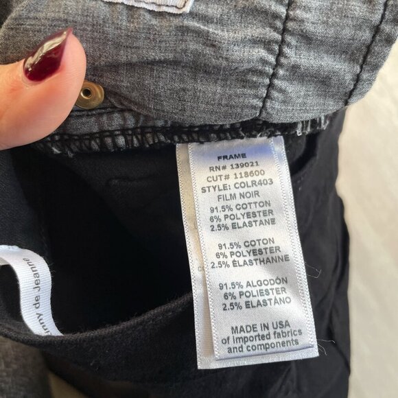 FRAME Le Skinny de Jeanne Ripped Jeans Film Noir Black Size 28 NEW NWT - Picture 5 of 8